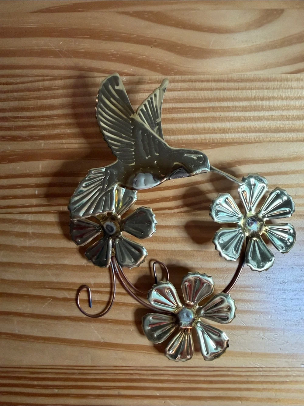 Vintage Homco Brass Hummingbird Wall Decor Set of 4
